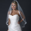 Single Layer Fingertip Length Floral Embroidery Edge Bridal Wedding Veil with Beads & Sequins V 1165