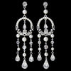 Silver Clear Rhinestone Pearl Chandelier Bridal Wedding Earrings
