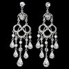 Silver Clear Rhinestone Pearl Chandelier Bridal Wedding Earrings