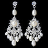 Silver Clear Rhinestone Freshwater Pearl Chandelier Bridal Wedding Earrings