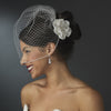 * Glamorous Bridal Wedding Flower White or Ivory Bridal Wedding Hair Comb w/ Clear Rhinestones 8416