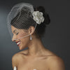 * Glamorous Bridal Wedding Flower White or Ivory Bridal Wedding Hair Comb w/ Clear Rhinestones 8416