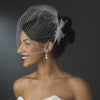 * Elegant White Feather Bridal Wedding Hair Clip Adorn in Pearls Crystals & Rhinestones - Bridal Wedding Hair Clip 8402