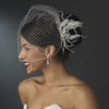 White Feather Fascinator Bridal Wedding Hair Pin with Rhinestone Cut Cluster Accent Pin 112