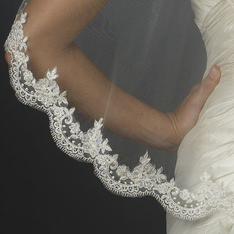 Bridal Wedding Veil 1571 - Single Layer, Fingertip Length (36" long x 51" wide)