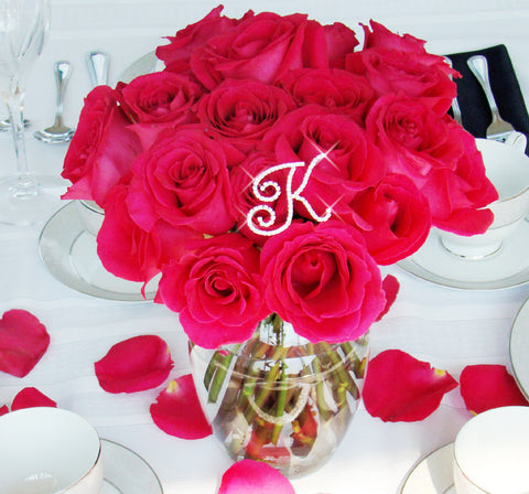 Mini Rhinestone Monogram Cake & Bridal Wedding Bouquet Letter A-Z