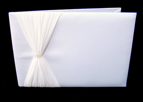 Sheer Organza with Swarovski Crystal Accent Bridal Wedding Guest Book GB 11