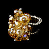Silver Stretch Bridal Wedding Ring with Light Topaz Aurora Borealis Crystals 473
