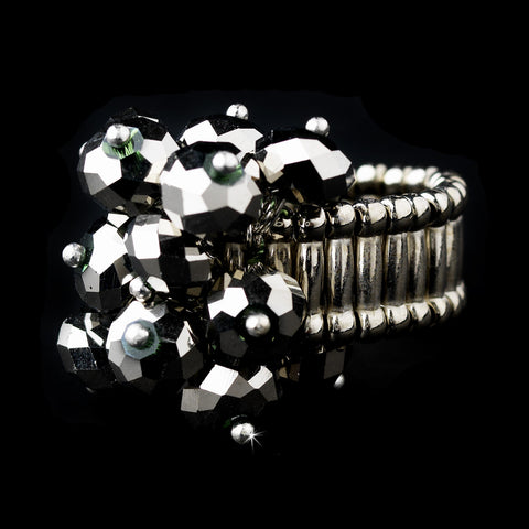 Silver Stretch Bridal Wedding Ring with Smokey Shadow AB Crystals 473