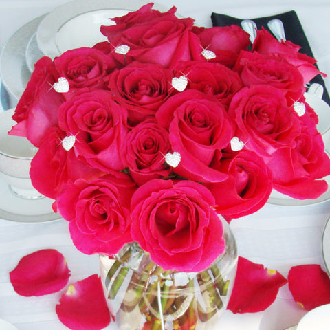 Bridal Wedding Bouquet Crystal Hearts for adding Glamour to Centerpieces