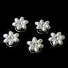 24 Sweet White Pearl & Clear Rhinestone Flower Bridal Wedding Twist Ins 0176