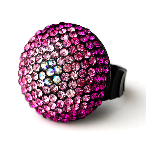 Pink Mix Pave Ball Bridal Wedding Ring 951