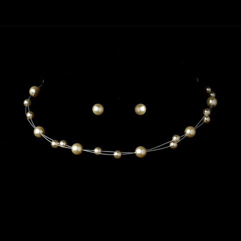 Children's Pearl Bridal Wedding Necklace Earring Set 7245