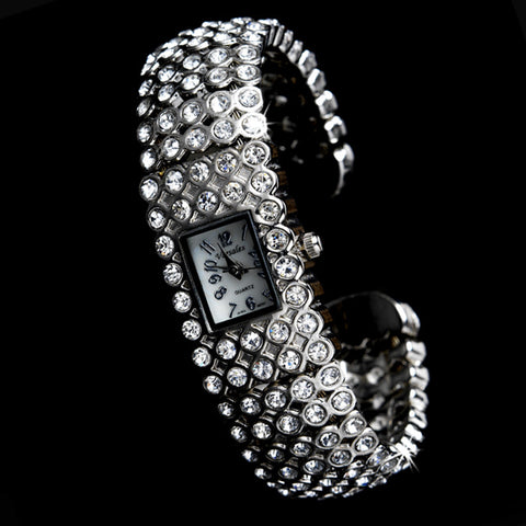 Rhinestone Crystal Bridal Wedding Watch 23 Silver