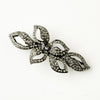 Hematite Smoked Crystal & Rhinestone Leaf Bridal Wedding Hair Barrette 9237