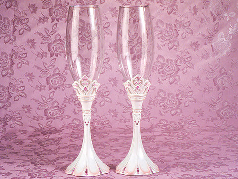 Pink Princess Wedding Toasting Flutes FL 457