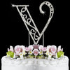 Roman Silver Plated Individual Letter Inital Crystal Bridal Wedding Cake Toppers