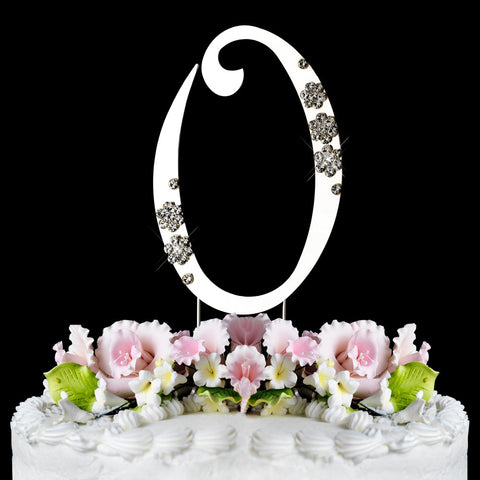 French Flower ~ Individual Number and Letter Crystal Bridal Wedding Cake Toppers
