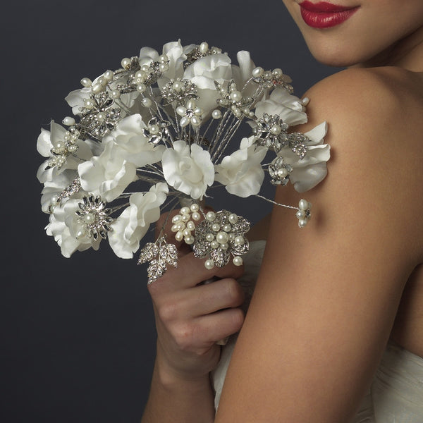 Ivory Pearl and AB Crystal Flower Girl Jewelry Set