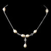 Silver White Glass Pearl & Swarovski Crystal Bead Bridal Wedding Necklace 2060