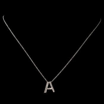 Initial Sterling Silver CZ Crystal Initial Bridal Wedding Necklace 4407