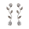 Silver Clear Teardrop CZ Crystal Vine Drop Bridal Wedding Earrings 0116