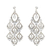 Silver Clear Round Rhinestone Chandelier Bridal Wedding Earrings 0430