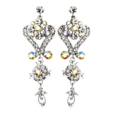 Beautiful Silver Clear AB Chandeleir Crystal Bridal Wedding Earrings 1031