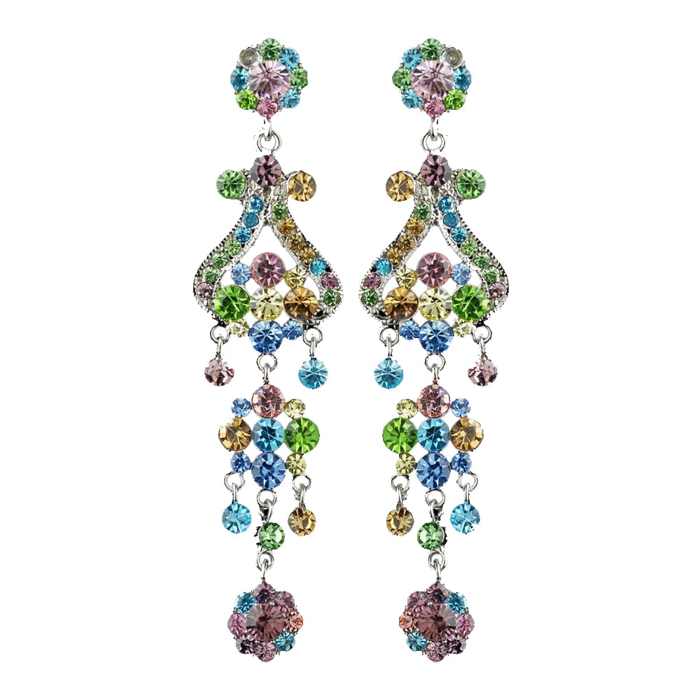 Silver Multi Colored Earring Set 1033