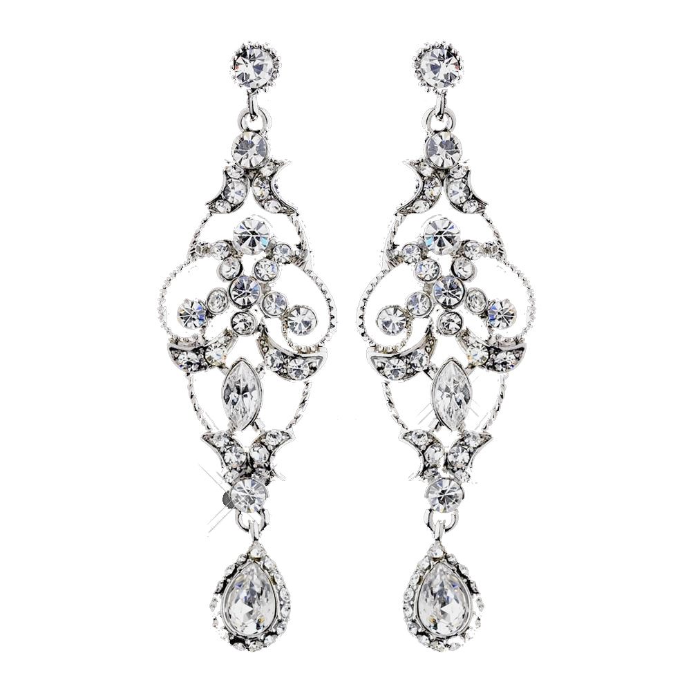 Wonderful Silver Clear Crystal Chandelier Bridal Wedding Earrings 1064