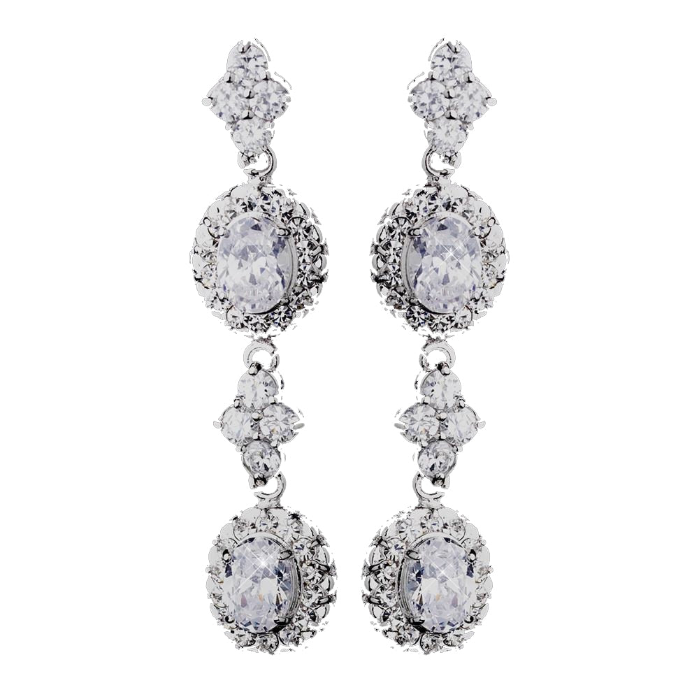Silver Clear CZ Bridal Wedding Earrings 1302