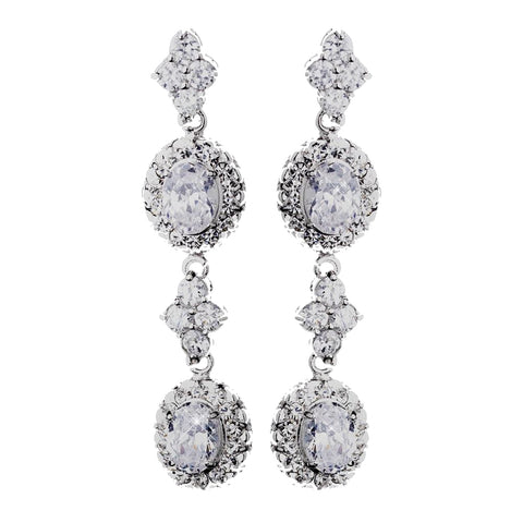 Silver Clear CZ Bridal Wedding Earrings 1302