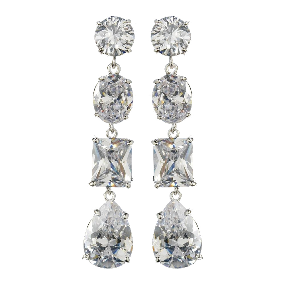 Dazzling Cubic Zirconium Dangling Bridal Wedding Earrings E 1652