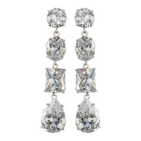 Dazzling Cubic Zirconium Dangling Bridal Wedding Earrings E 1652