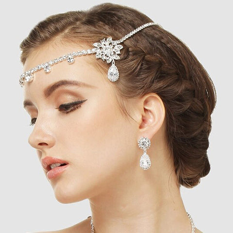 Silver Clear “Kim Kardashian” Inspired Crystal Bridal Wedding Earrings 1538