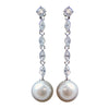 Cubic Zirconia & Pearl Drop Bridal Wedding Earrings E 2148