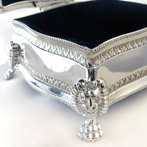 Silver Plated Square Victorian Jewelry Box 22023