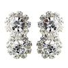 Silver Clear Round Rhinestone Pierced Bridal Wedding Earrings 2221