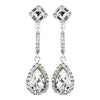 Silver Clear Tear Drop Rhinestone Bridal Wedding Earrings 24521