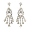 Silver Clear Teardrop & Round Rhinestone Chandelier Bridal Wedding Earrings 2479
