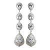 Rhodium Clear Oval & Teardrop Encrusted Pave CZ Crystal Bridal Wedding Earrings 256