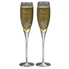 Silver Crystal Lily Wedding Toasting Champagne Flutes FL 21063