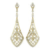 Gold Clear CZ Crystal Vintage Bridal Wedding Earrings 3530