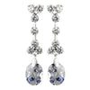 Gorgeous Antique Silver Clear CZ Dangle Bridal Wedding Earrings 3628