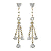 Shimmering Gold Cubic Zirconia Chandelier Bridal Wedding Earrings 3809