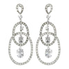 Stunning Antique Silver Clear CZ Double Loop Bridal Wedding Earrings E 3846