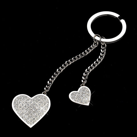 Crystal Glitter Double Heart Bridesmaids Keychain 3959