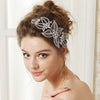 Silver Clear Rhinestone Floral Leaf Bridal Wedding Hair Adornment