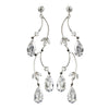 Antique Rhodium Silver Clear CZ Crystal Drop Bridal Wedding Earrings 4715