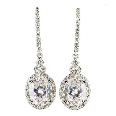 Rhodium Clear CZ Crystal Drop Bridal Wedding Earrings 4820